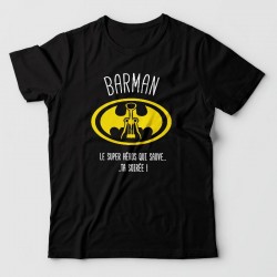 t-shirt - BARMAN - parodie logo BATMAN